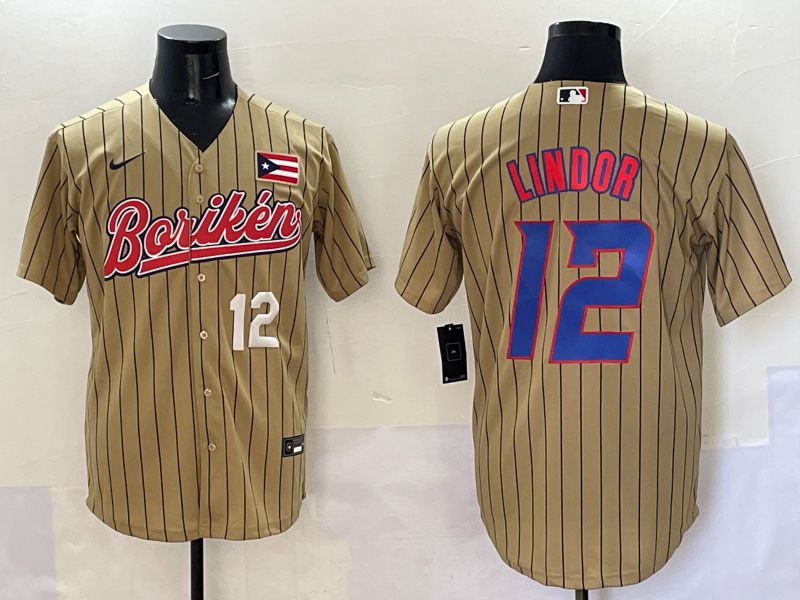 Men Puerto Rico #12 Lindor Brown Stripe Joint Name 2025 Nike MLB Jersey style 2->more jerseys->MLB Jersey